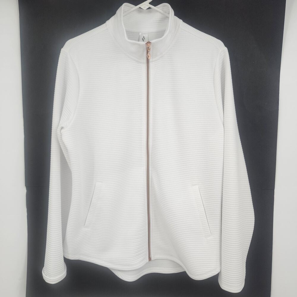 Skechers Go Walk Everywhere Women's Large White Full Zip Jacket 27" Mock Neck